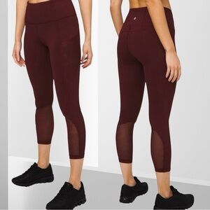 Lululemon Fast Free Crop 23" Mesh in Incognito Camo Garnet HR High-Rise 4 RARE